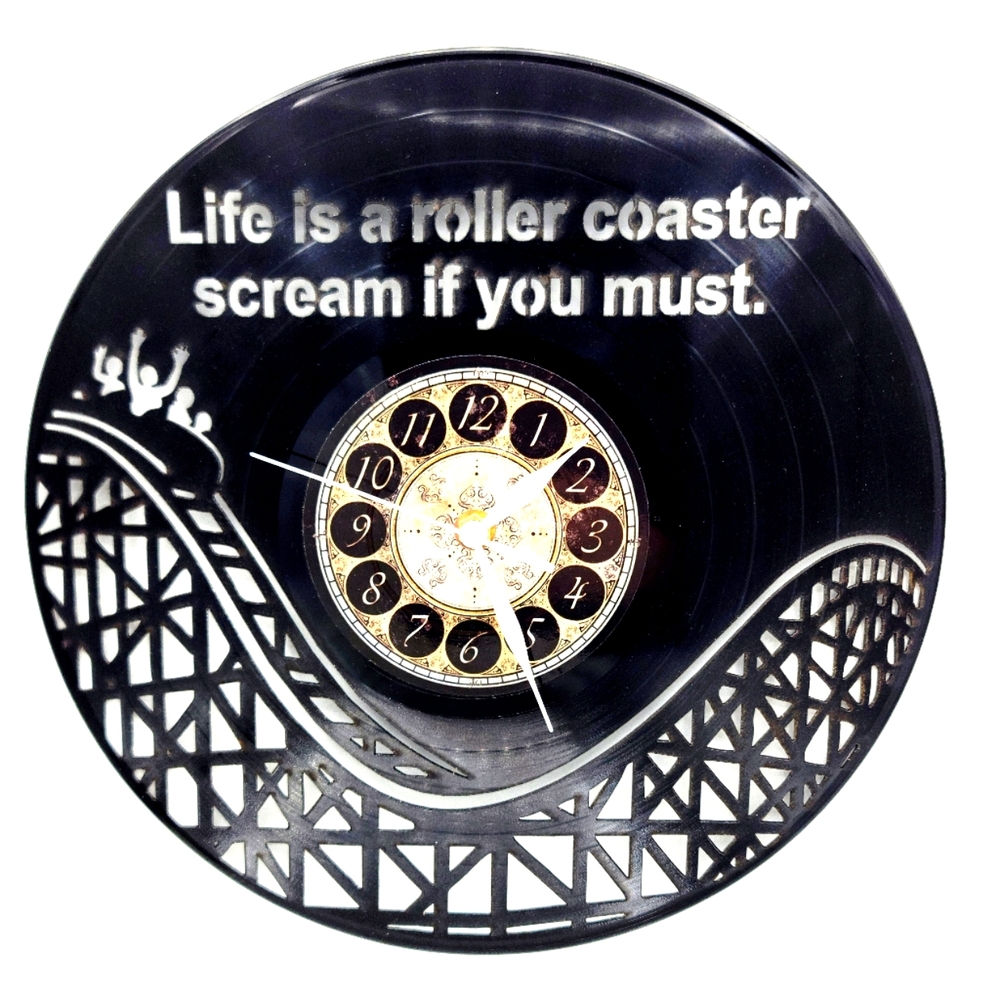 LIFE IS A ROLLER COASTER vinyl record clock inspirational gift